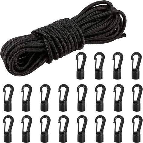 1 4 Elastic Bungee Shock Cord With 20Pcs Cord Hook Suitable For Kayaks