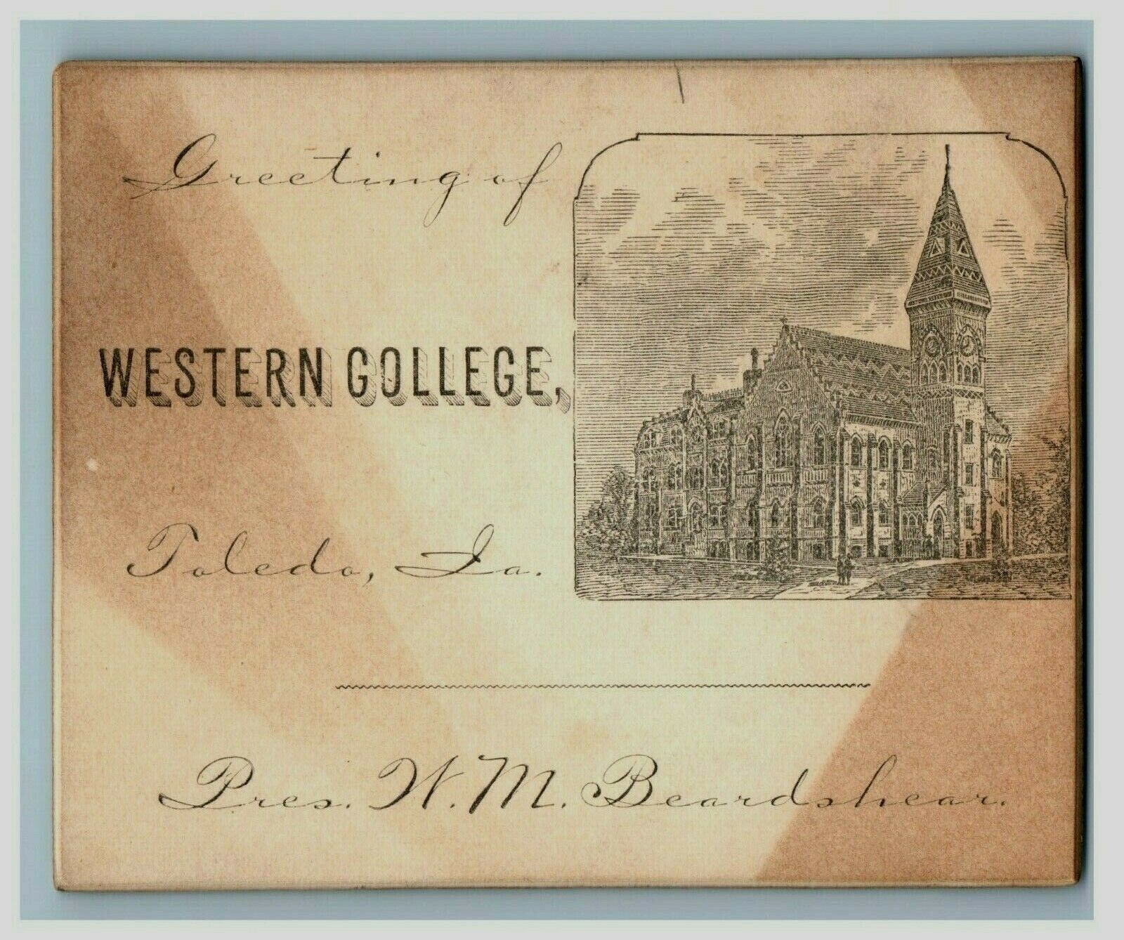 1880S Western College Toledo Iowa President S Greeting Card Fab P226
