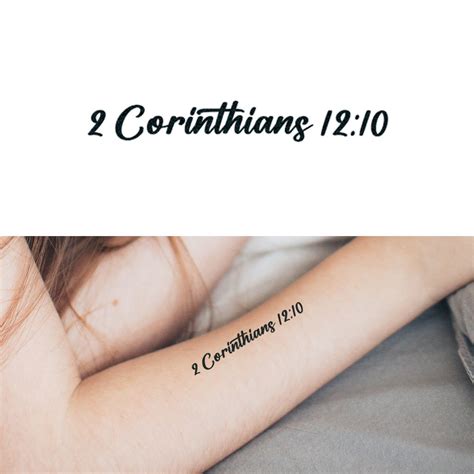 2 Corinthians 12 10 Set Of 2 2 Corinthians 12 10 Temporary Tattoo