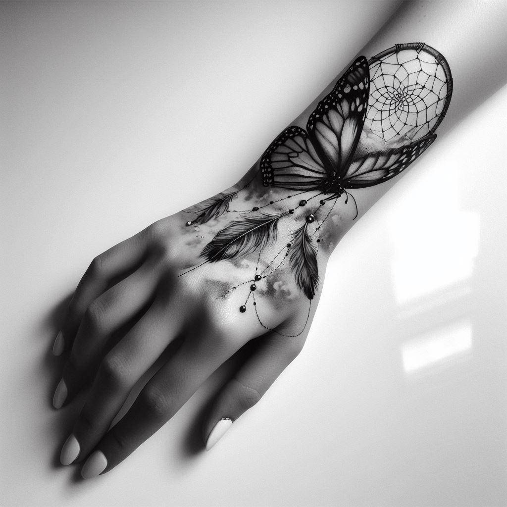 20 Delicate Butterfly Dream Catcher Tattoo Designs That Will Captivate You