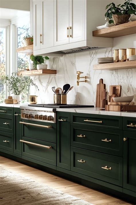 20 Stunning Two Toned Kitchen Cabinet Ideas Dark Green Kitchen