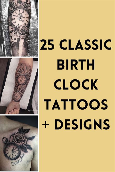25 Classic Birth Clock Tattoos Design Inspiration Tattoo Glee