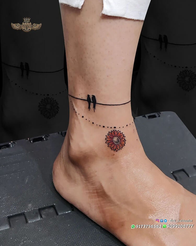 25 Graceful Ankle Bracelet Tattoo Designs For You