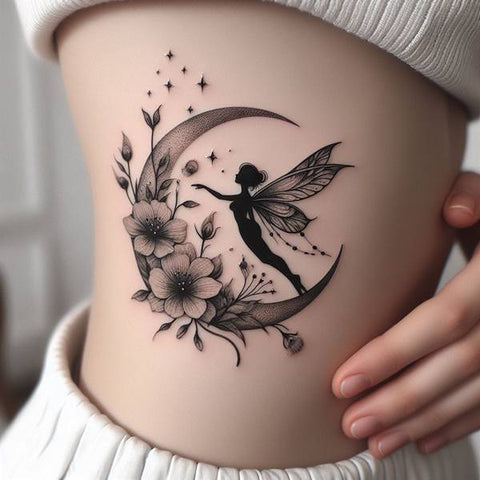 28 Tattoo Stencil Fairy On Crescent Moon Ideas Tattoo Stencils Fairy