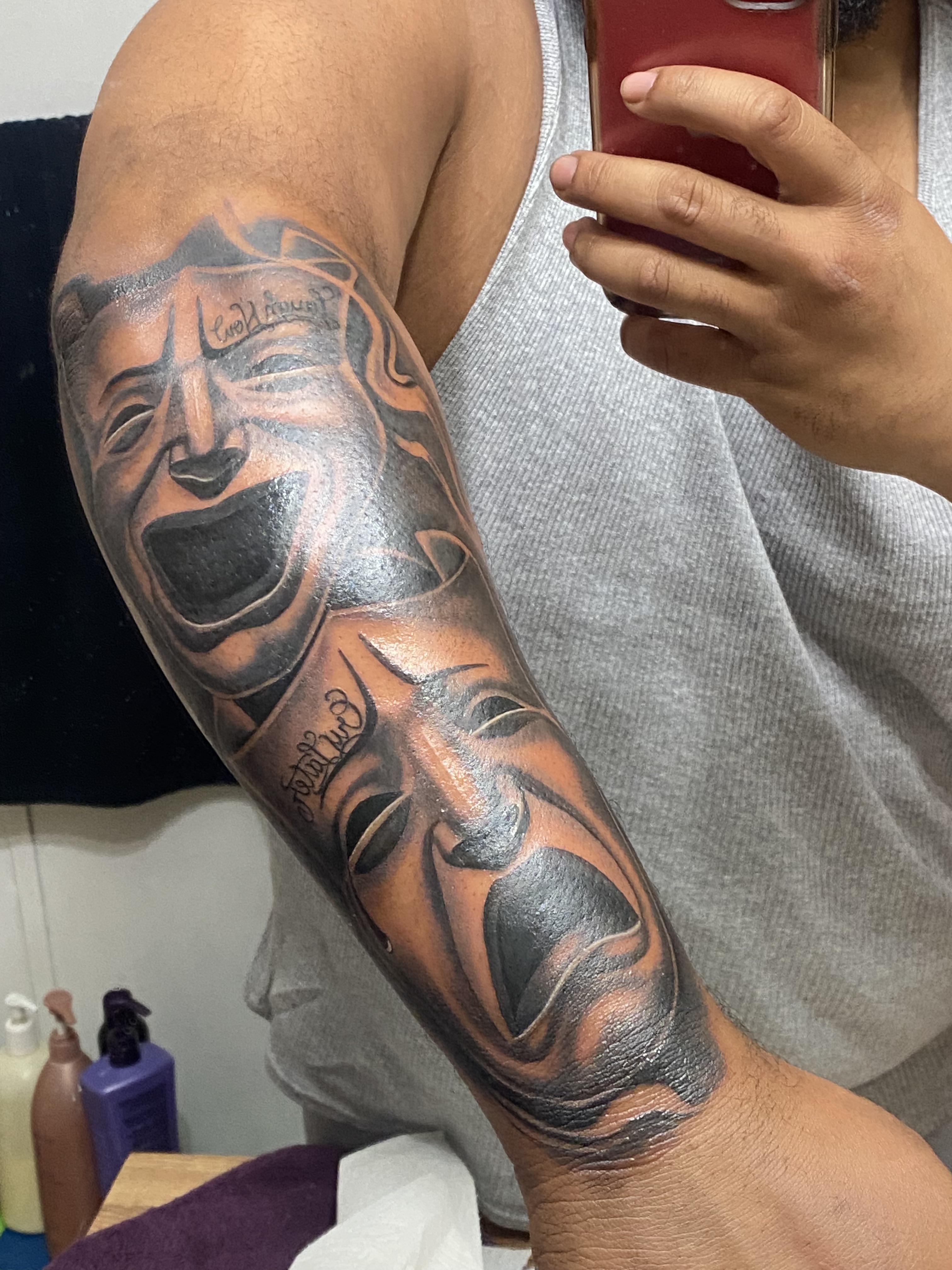 31 Best Images About Laugh Now Cry Later Faces Tattoos With Money On