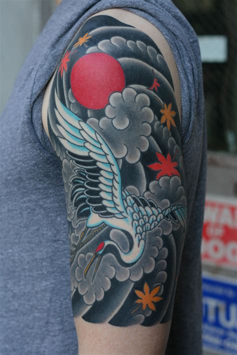 40 Japanese Crane Tattoo Designs For Men Bird Ink Ideas