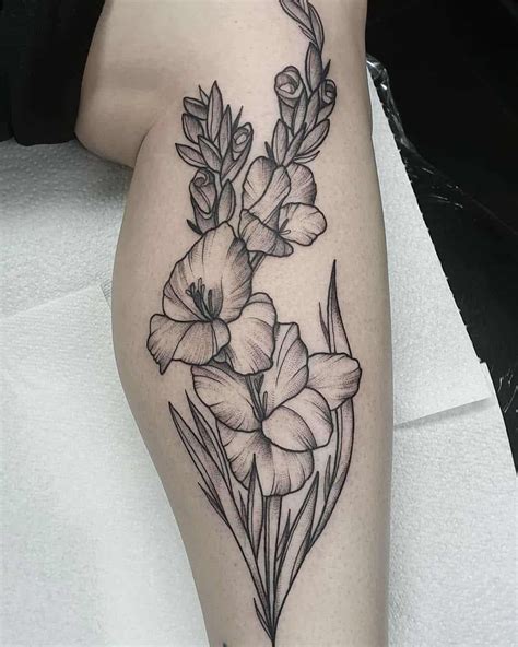 45 Wonderful Gladiolus Tattoos In 2020 Gladiolus Flower Tattoos
