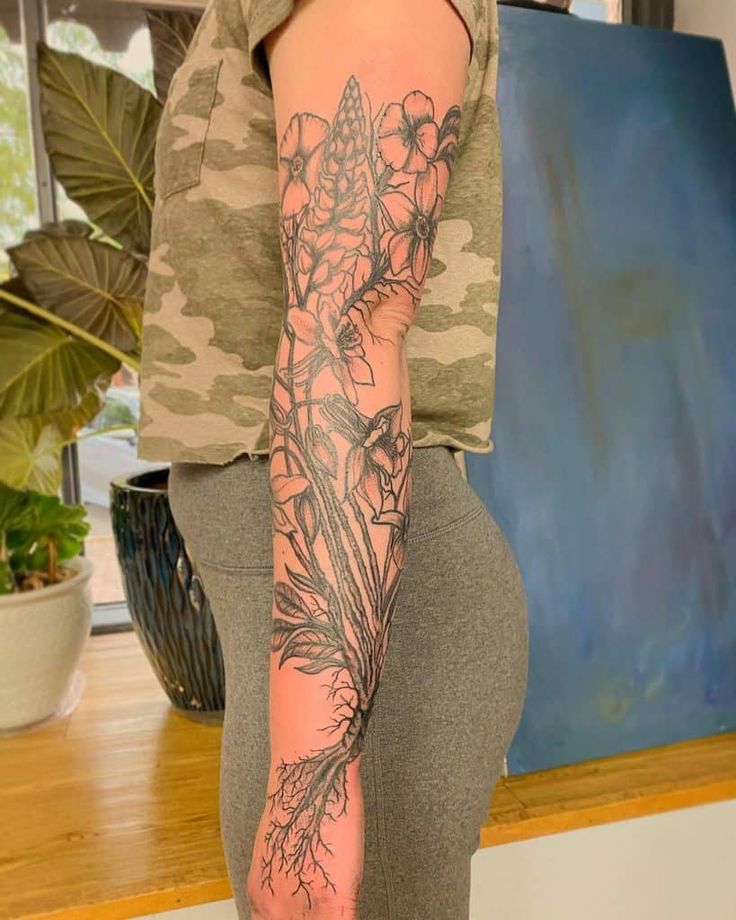 50 Cool Flower Tattoo Sleeve Ideas