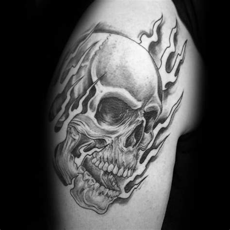50 Flaming Skull Tattoos For Men Blazing Bone Design Ideas