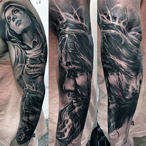 50 Jesus Sleeve Tattoo Designs For Men Religious Ink Ideas