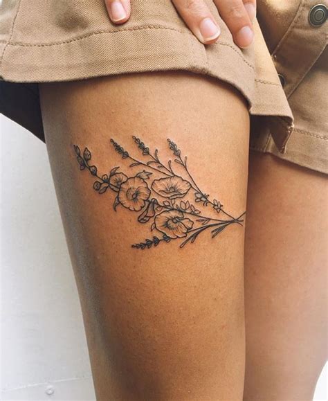 60 Cute Summer Tattoo Art Design Ideas For Woman Flower Thigh