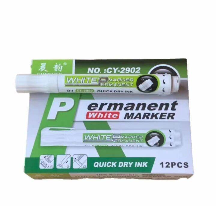 6Pcs Black White Marker Pen 1Mm White Permanent Marker Pen