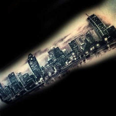 70 City Skyline Tattoo Designs For Men Downtown Ink Ideas