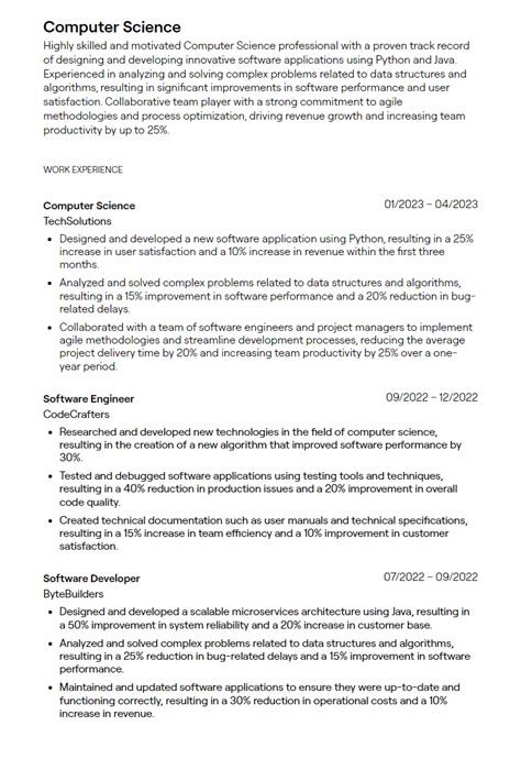 8 Computer Science Resume Examples With Free Templates