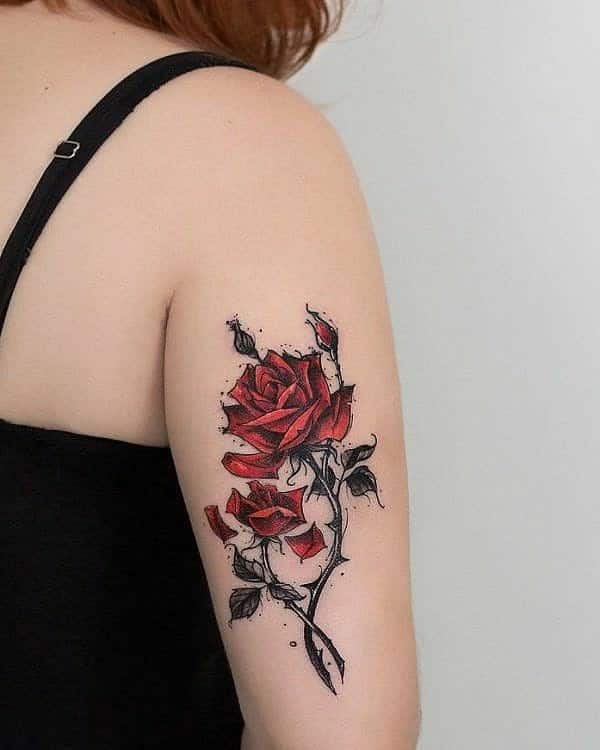 81 Beautiful Rose Vine Tattoo Ideas