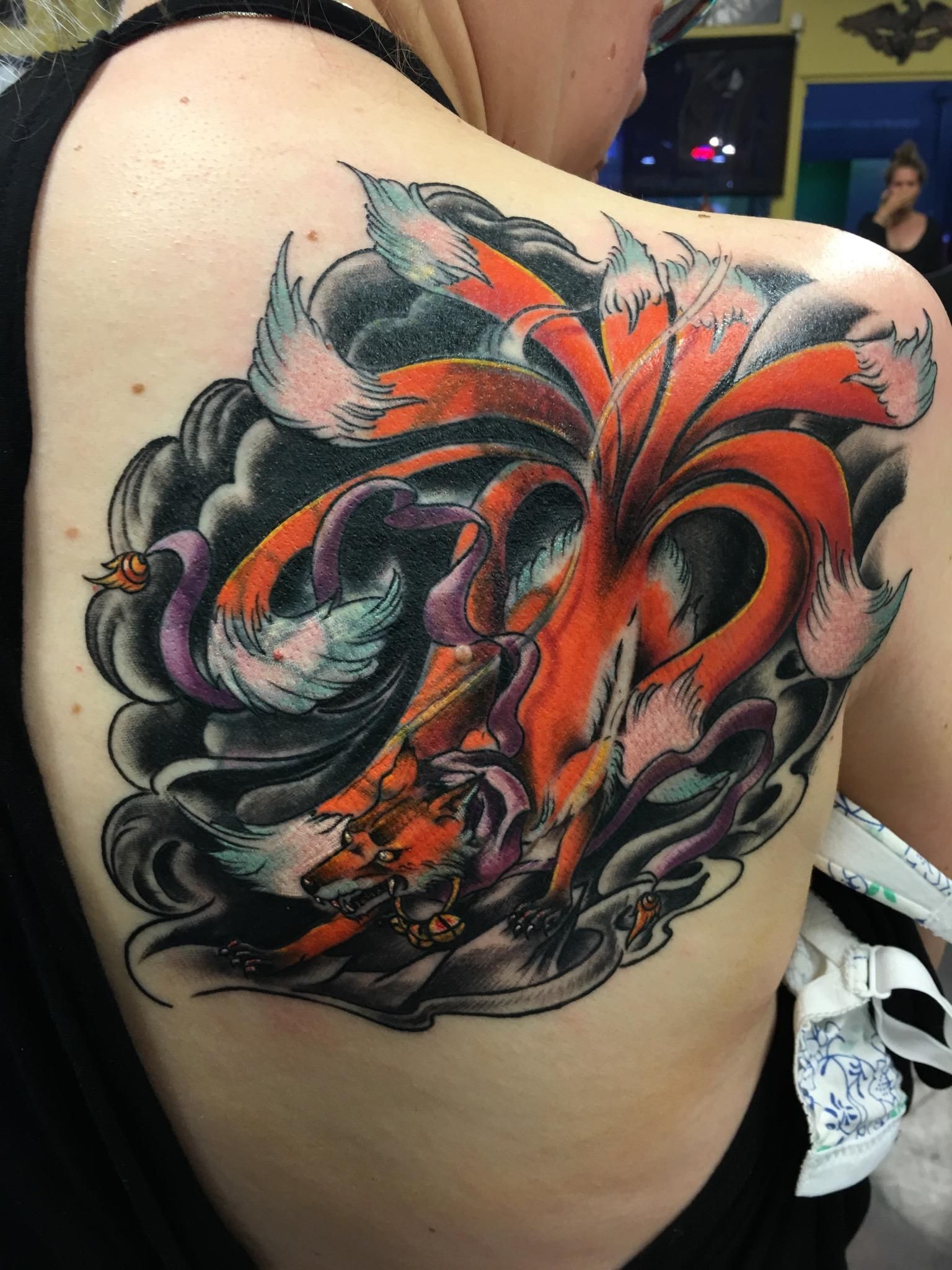 9 Tailed Fox Tattoo Fox Tattoo Small Fox Tattoo Hand Tattoos
