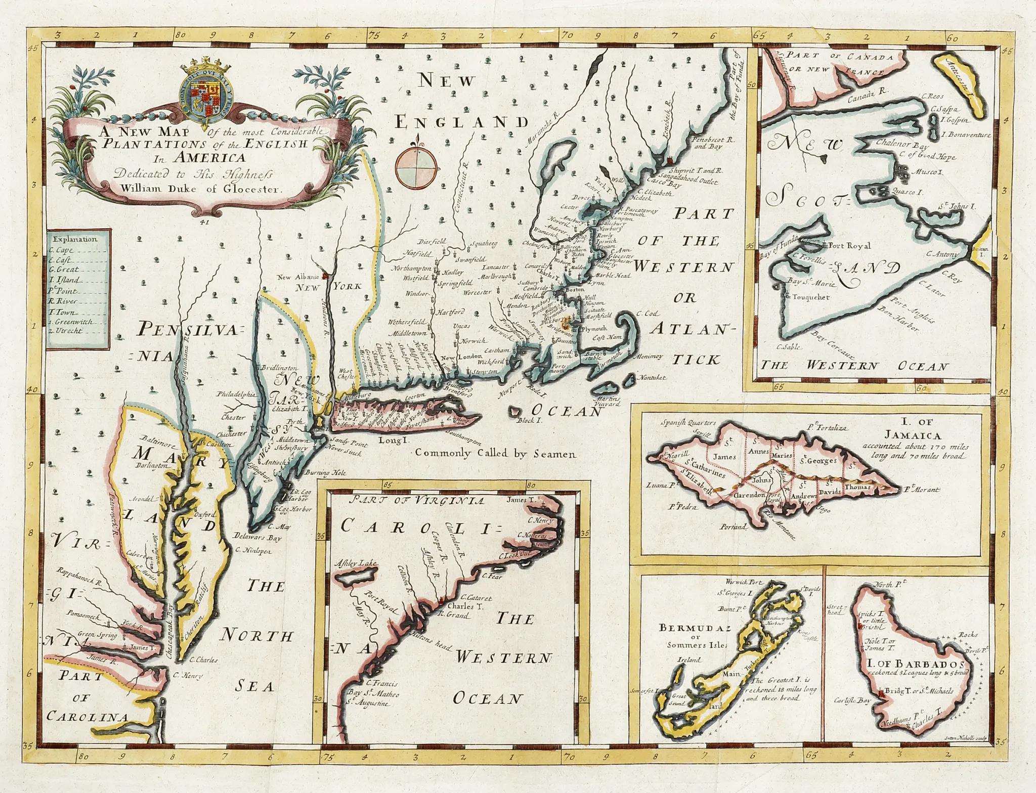 A New Map Of The Most Considerable Plantations Of The English In