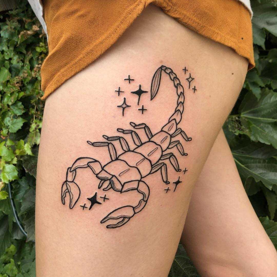 A Small Scorpion Tattoo On The Left Hand
