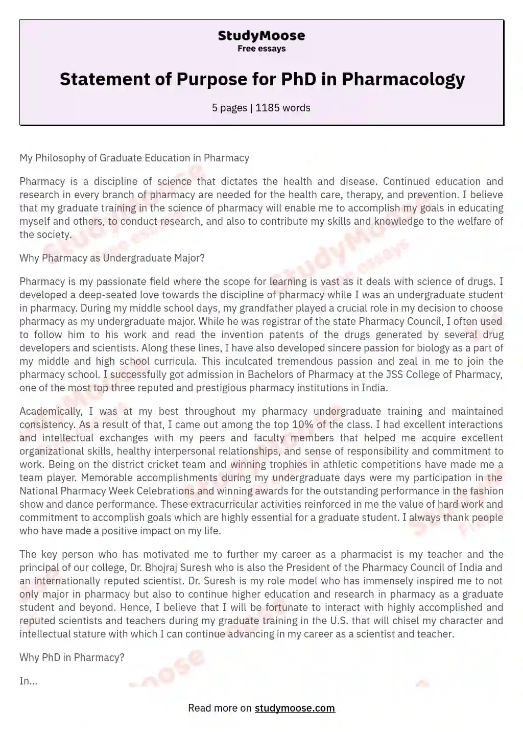 Admission Essay Chemistry Phd Statement Of Purpose