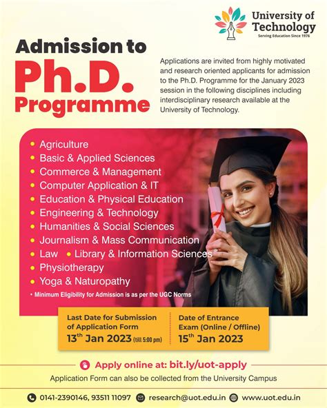 Admissions Are Open For Doctorate Of Philosophy Phd University Of