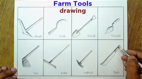 Agricultural Tools Drawing Easy Steps How To Draw Farmer S Tools