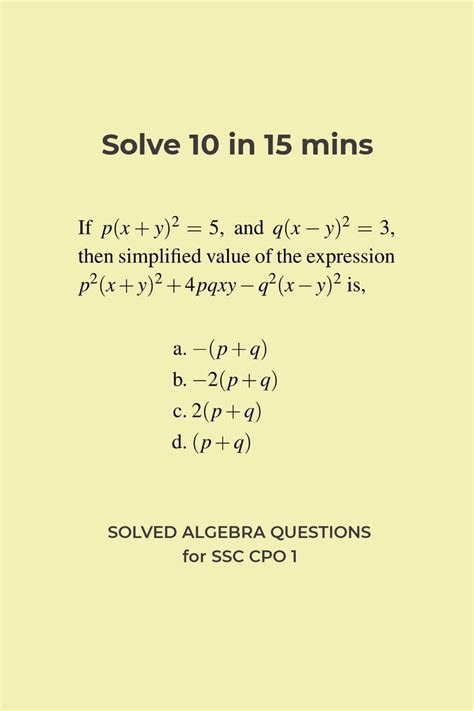 Algebra Questions For Ssc Cpo Answer And Solution 1 Suresolv