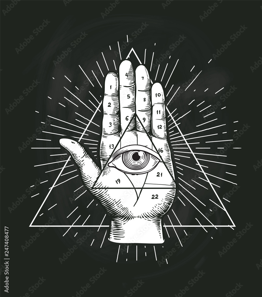 All Seeing Eye Triangle Geometric Vector Design Providance Pyramid
