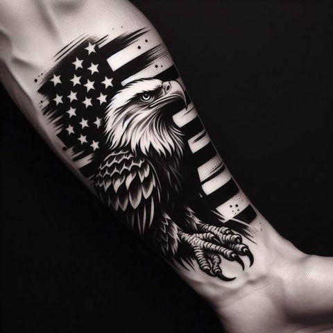 American Flag Black And White Tattoo Black White Eagle With American