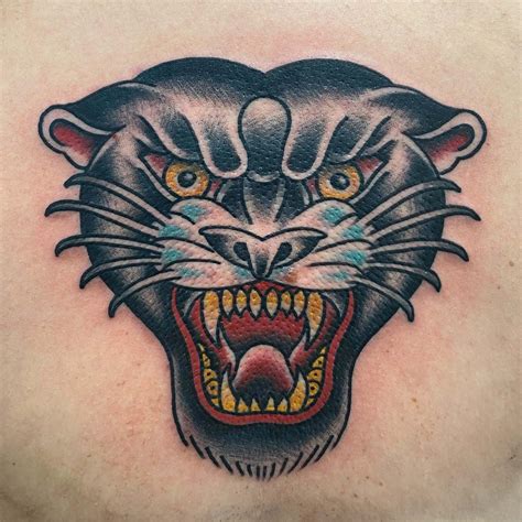 American Traditional Panther Head Tattoo: Bold & Timeless Design