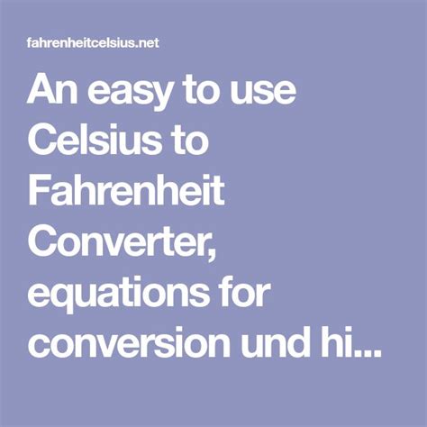 An Easy To Use Celsius To Fahrenheit Converter Equations For