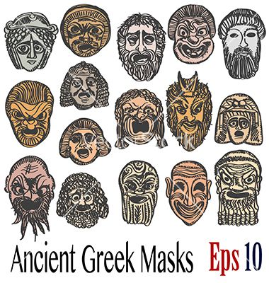 Ancient Greek Masks Vector Art Download Acting Vectors 4147753