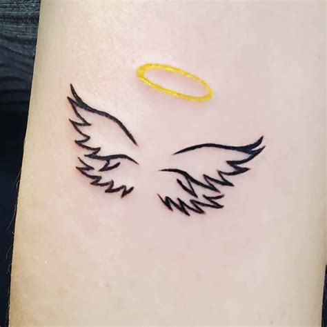 Angel Wings With Halo Tattoo Designs