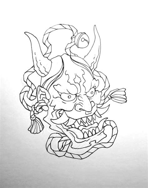 Artstation Oni Mask Tattoo Design