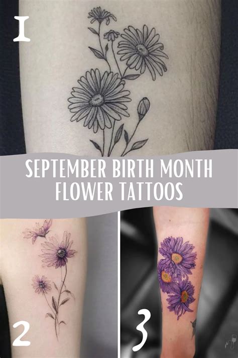 Aster Flower Name Tattoo Design September Birth Flower Tattoo Design