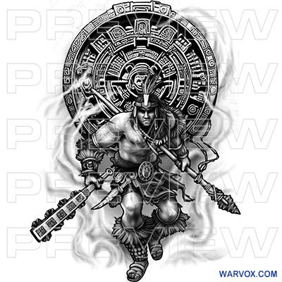 Aztec Warrior Face With Headdress Tattoo Aztec Tattoos Warvox