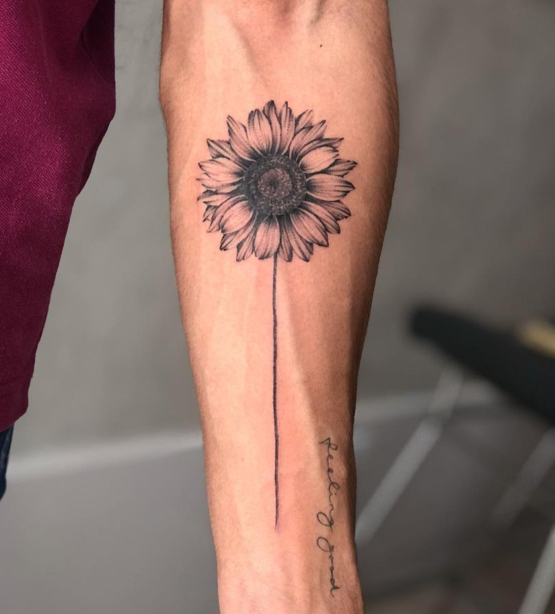 Beautiful Black Gray Sunflower Tattoo Tattoo Studio Losca Family