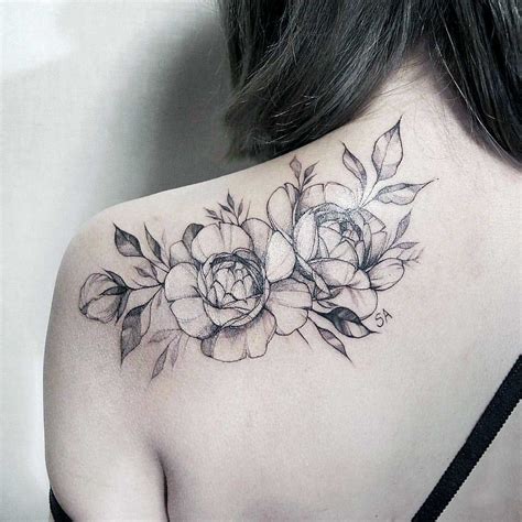 Beautiful Peony Tattoos Line Work And Whip Shading Tattoo Done By