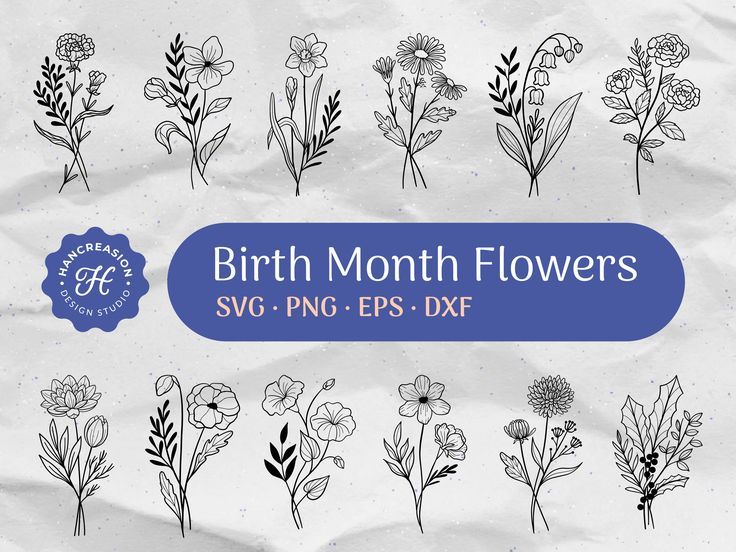 Birth Month Flower Svg Bundle Bouquet Clipart Floral Svg Etsy