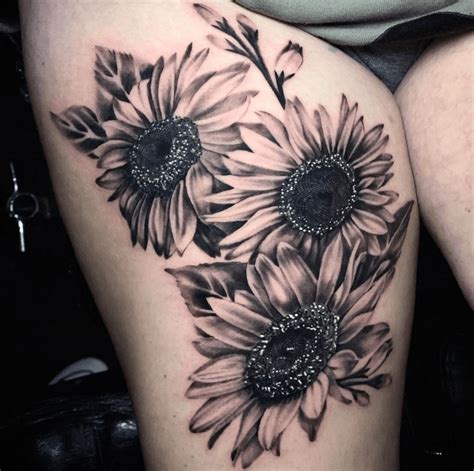 Black And Gray Sunflower Tattoo Ideas & Meanings