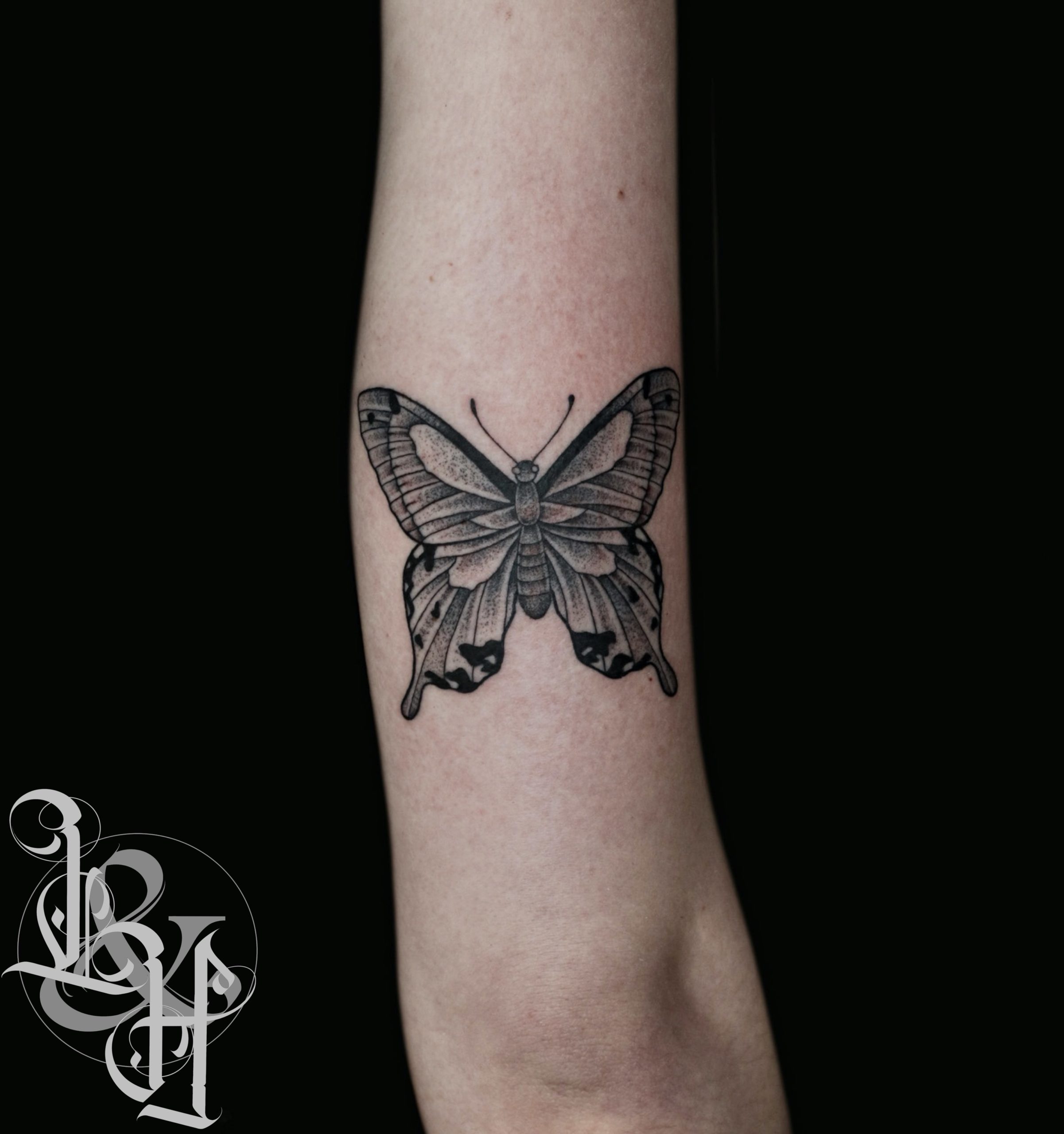 Black And Grey Butterfly Tattoo Design By Lazerliz Butterfly Tattoo