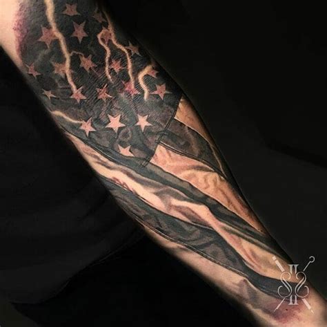 Black And White American Flag Cross Tattoo Black And White American Flag Cross Tattoo