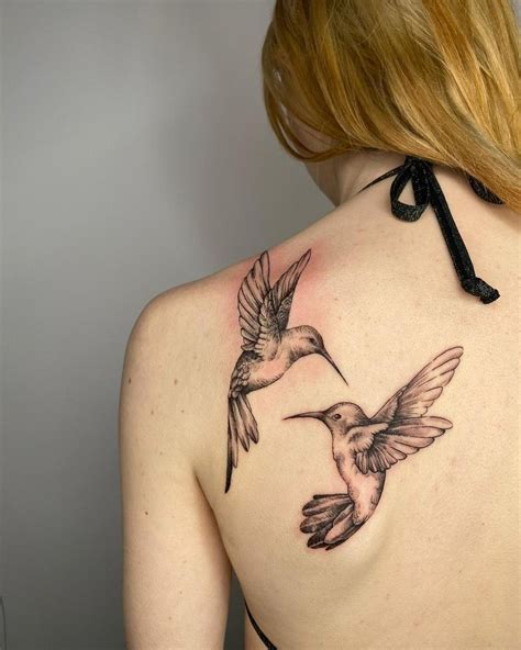 Black And White Hummingbird Tattoo