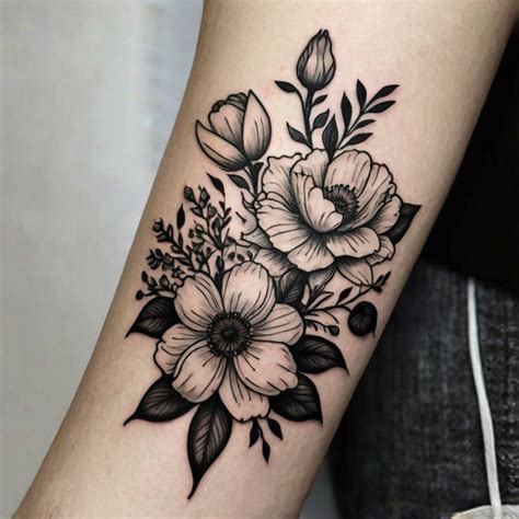 Striking Black White Flower Tattoo Ideas