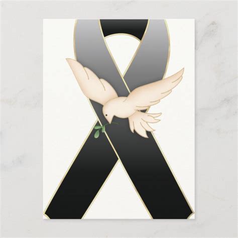Black With Dove Ribbon Awareness Postcards Zazzle