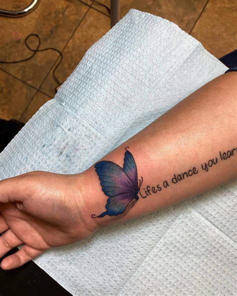 Butterfly Tattoo On Wrist With Quote