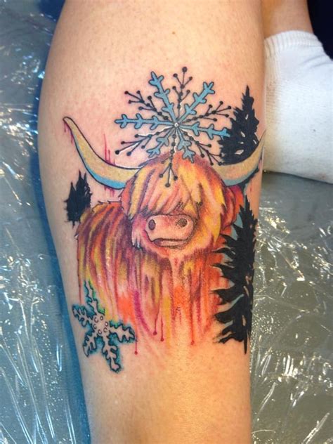 By Tini Tatu In Central Florida Highland Cow Tattoo Scottish Tattoos