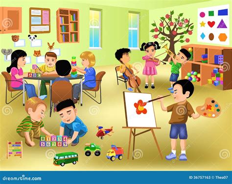 Cartoon Kids Activity Background Fun Activities At School Clip Art