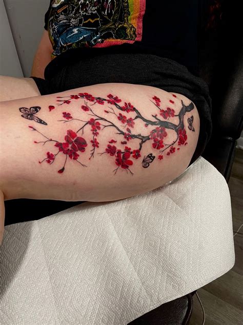 Cherry Blossom Tattoo Cute Thigh Tattoos Tattoos To Cover Scars Red