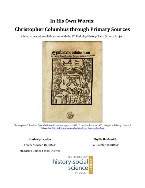 Christopher Columbus In His Own Words Christopher Columbus In His Own Words