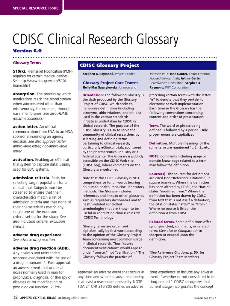 Clinical Trial Clinical Research Glossary